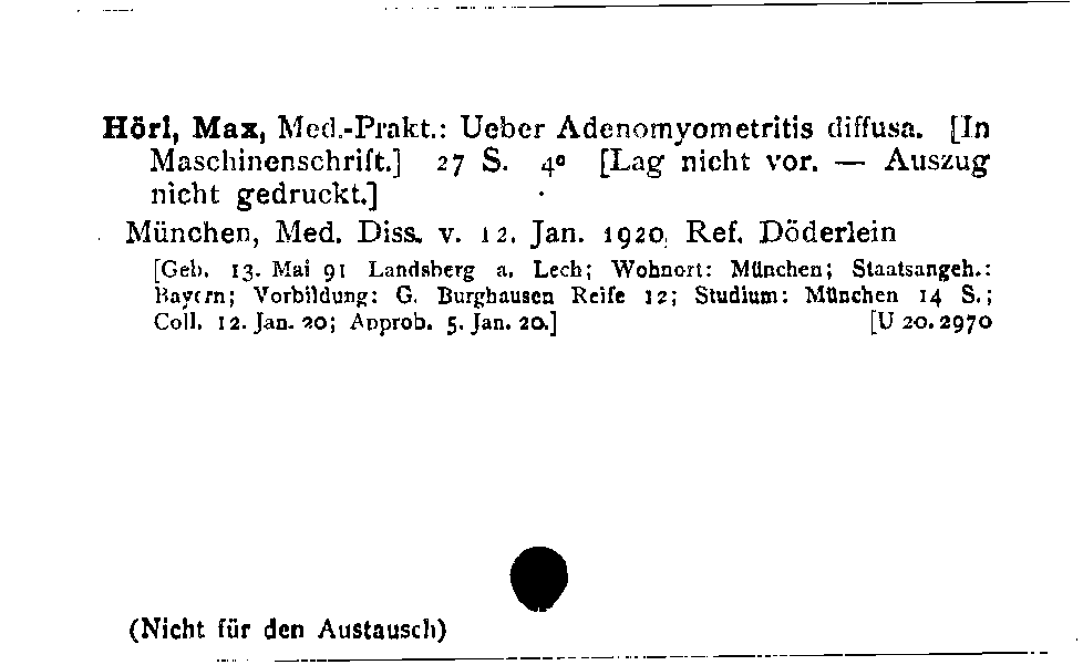 [Katalogkarte Dissertationenkatalog bis 1980]