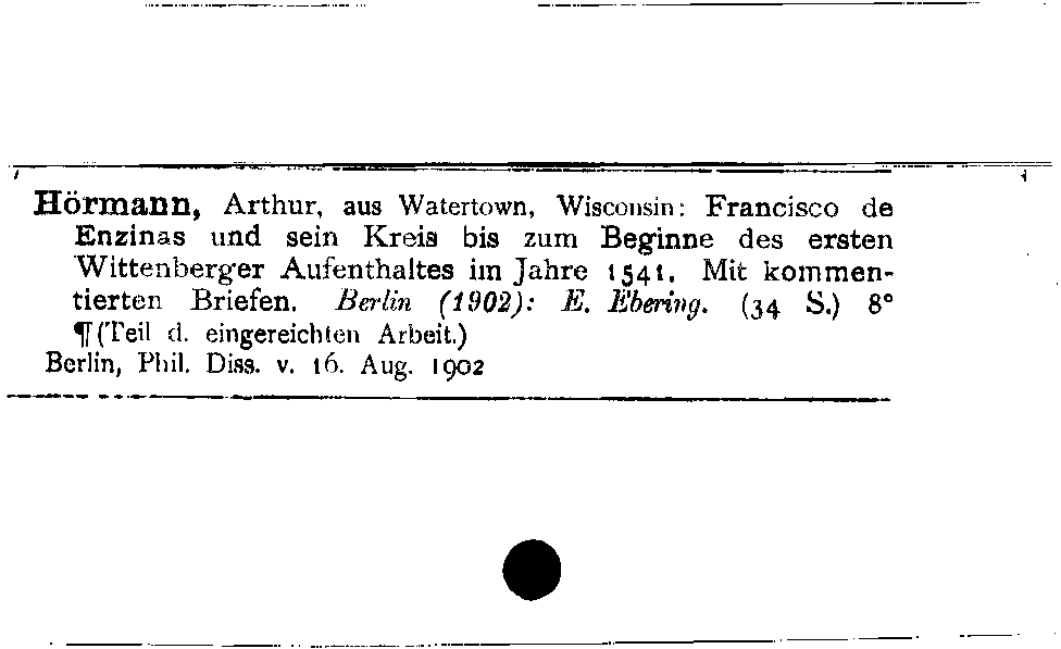 [Katalogkarte Dissertationenkatalog bis 1980]