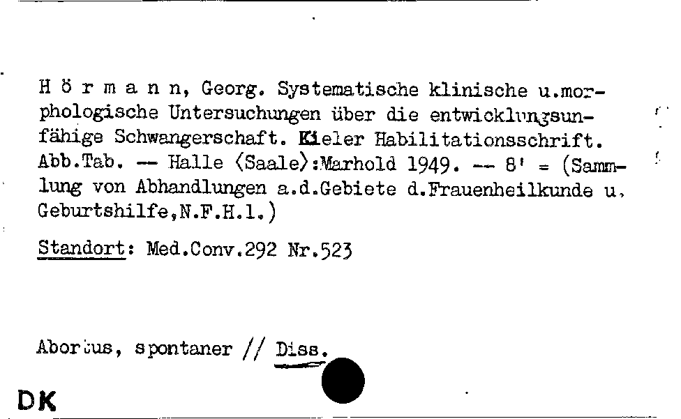 [Katalogkarte Dissertationenkatalog bis 1980]