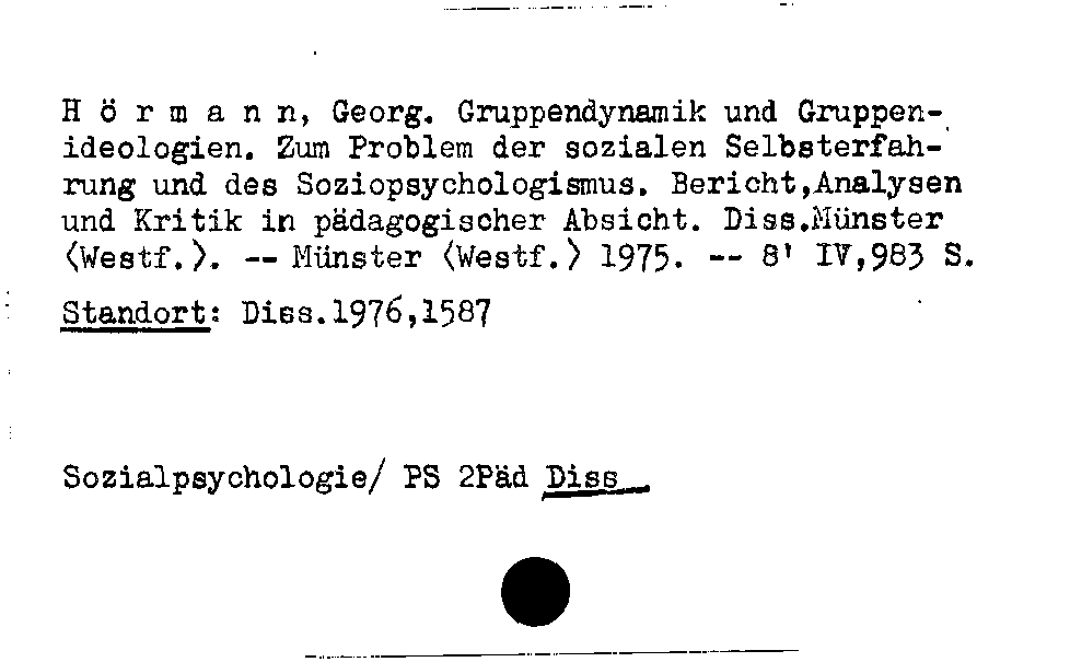 [Katalogkarte Dissertationenkatalog bis 1980]