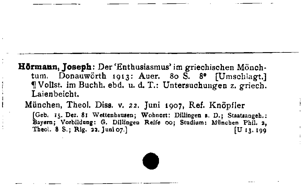 [Katalogkarte Dissertationenkatalog bis 1980]