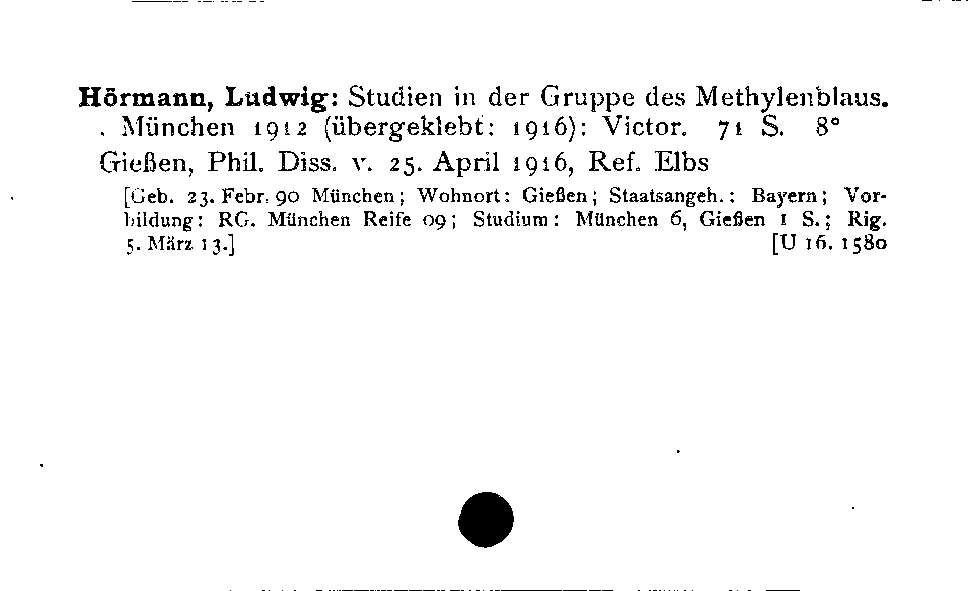 [Katalogkarte Dissertationenkatalog bis 1980]