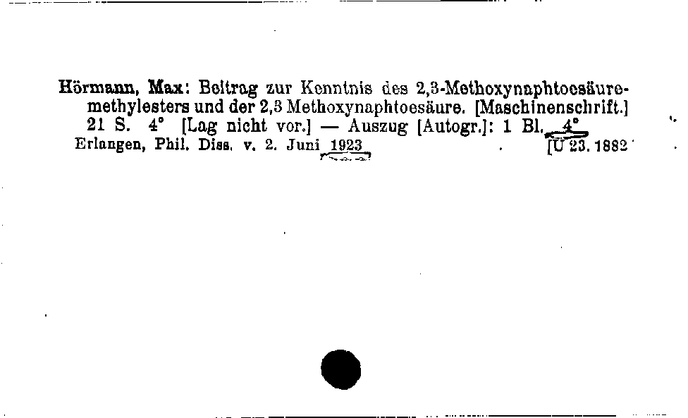 [Katalogkarte Dissertationenkatalog bis 1980]