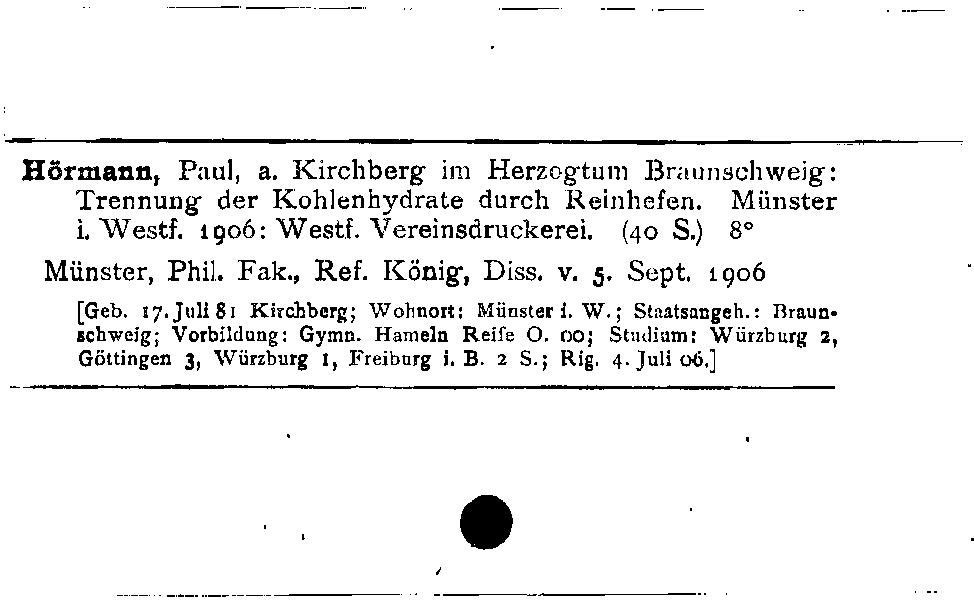 [Katalogkarte Dissertationenkatalog bis 1980]