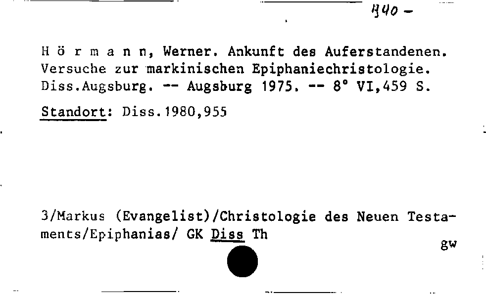 [Katalogkarte Dissertationenkatalog bis 1980]