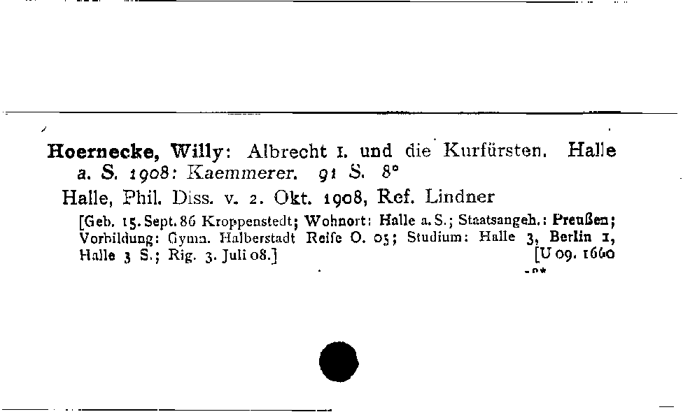 [Katalogkarte Dissertationenkatalog bis 1980]