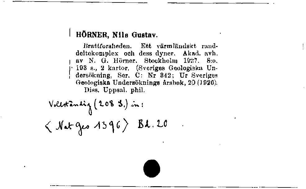 [Katalogkarte Dissertationenkatalog bis 1980]