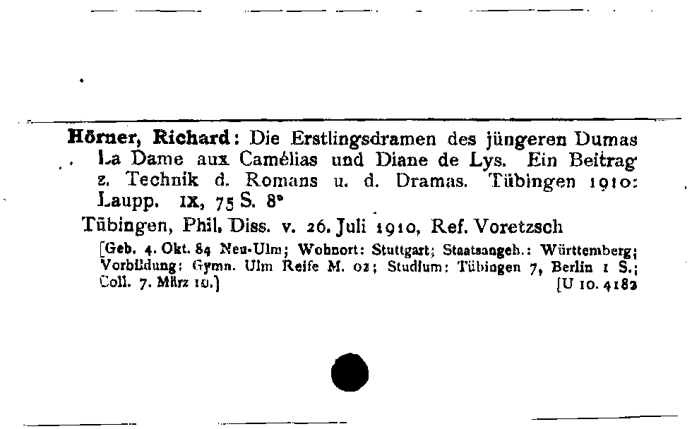 [Katalogkarte Dissertationenkatalog bis 1980]