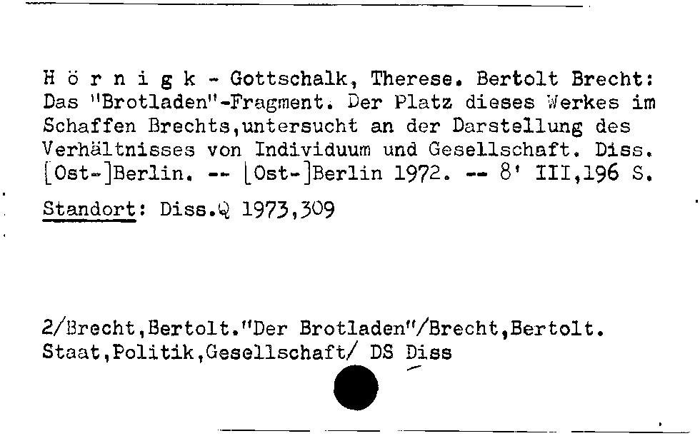 [Katalogkarte Dissertationenkatalog bis 1980]