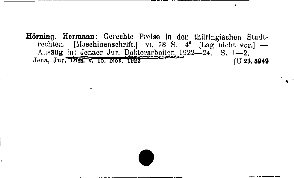 [Katalogkarte Dissertationenkatalog bis 1980]