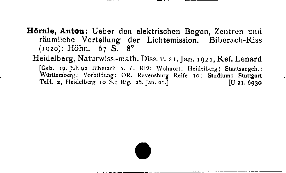 [Katalogkarte Dissertationenkatalog bis 1980]