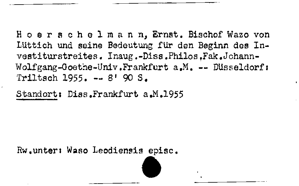 [Katalogkarte Dissertationenkatalog bis 1980]