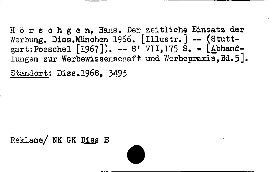 [Katalogkarte Dissertationenkatalog bis 1980]