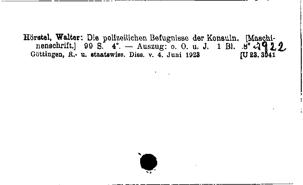 [Katalogkarte Dissertationenkatalog bis 1980]