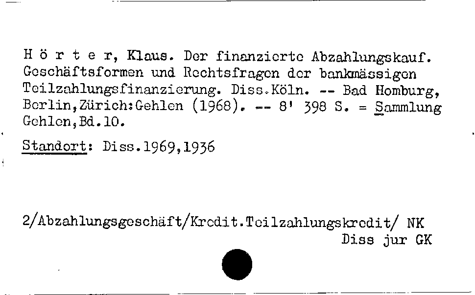 [Katalogkarte Dissertationenkatalog bis 1980]