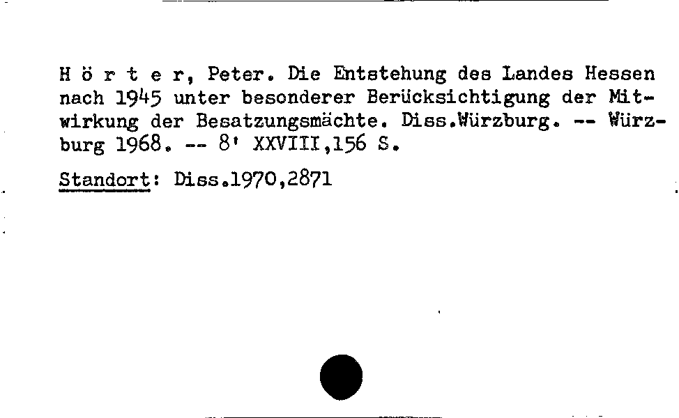 [Katalogkarte Dissertationenkatalog bis 1980]