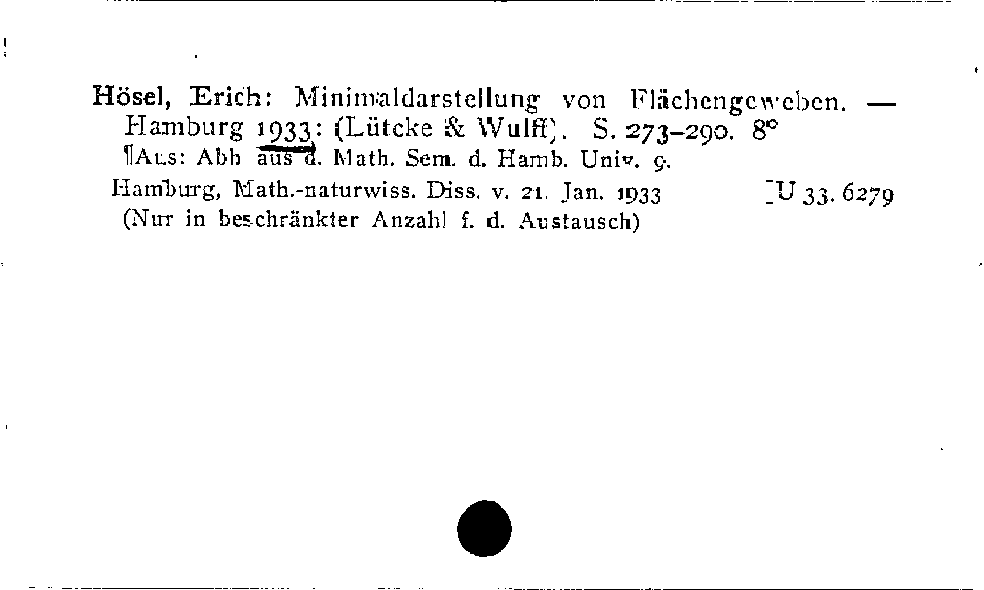 [Katalogkarte Dissertationenkatalog bis 1980]