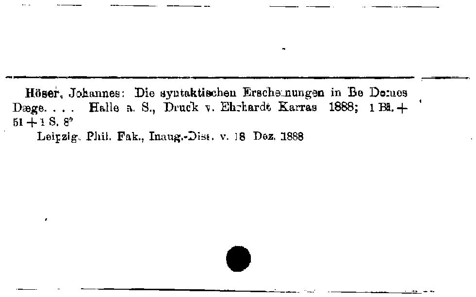 [Katalogkarte Dissertationenkatalog bis 1980]