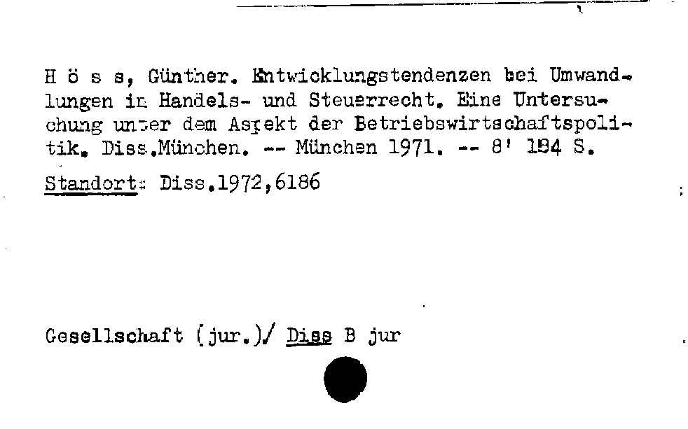 [Katalogkarte Dissertationenkatalog bis 1980]