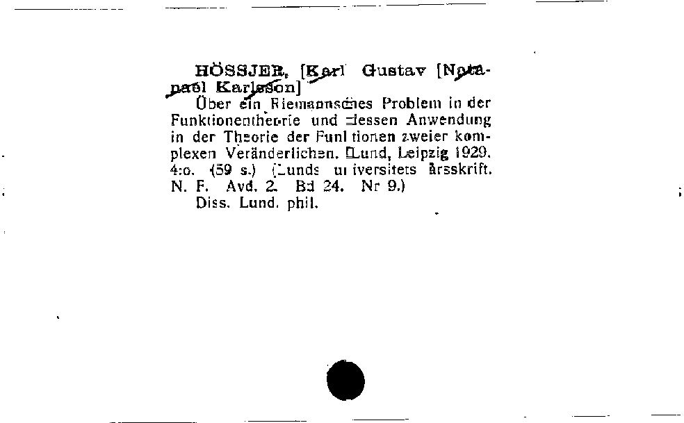 [Katalogkarte Dissertationenkatalog bis 1980]