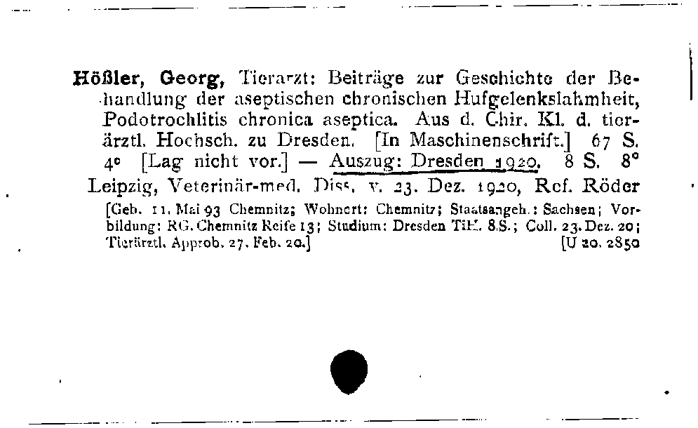 [Katalogkarte Dissertationenkatalog bis 1980]