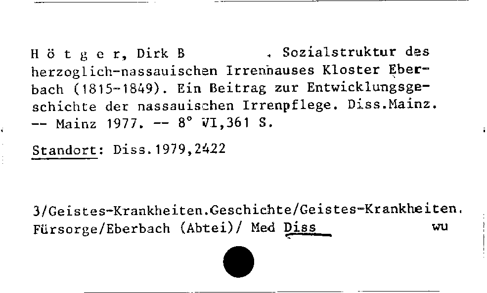 [Katalogkarte Dissertationenkatalog bis 1980]