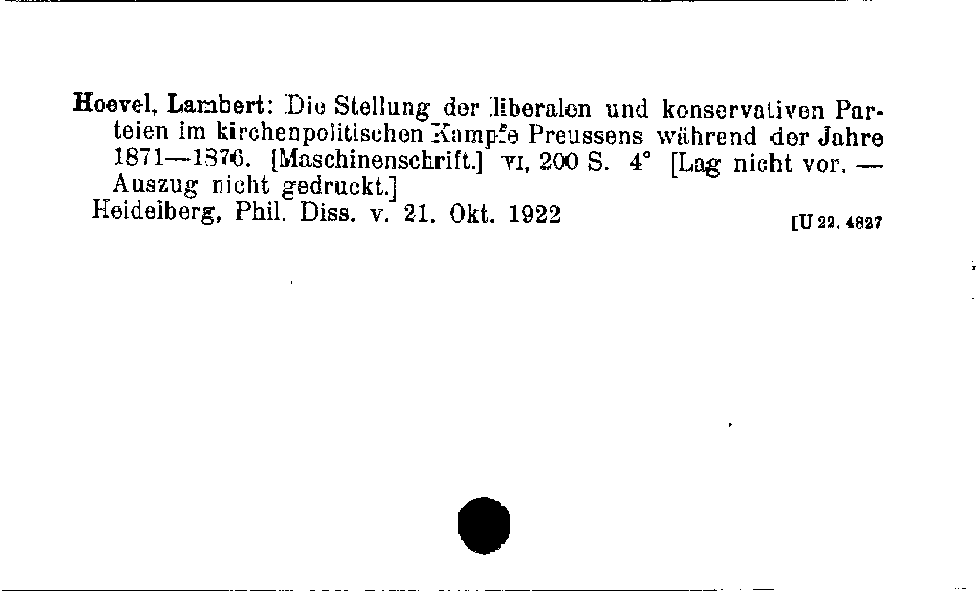 [Katalogkarte Dissertationenkatalog bis 1980]