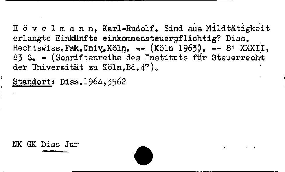 [Katalogkarte Dissertationenkatalog bis 1980]