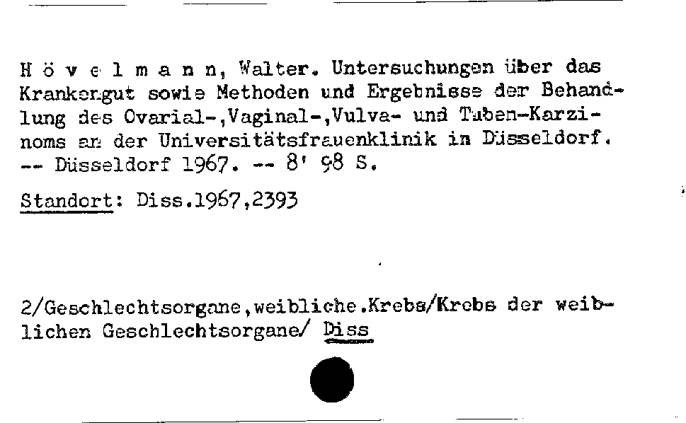 [Katalogkarte Dissertationenkatalog bis 1980]