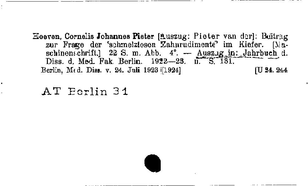 [Katalogkarte Dissertationenkatalog bis 1980]