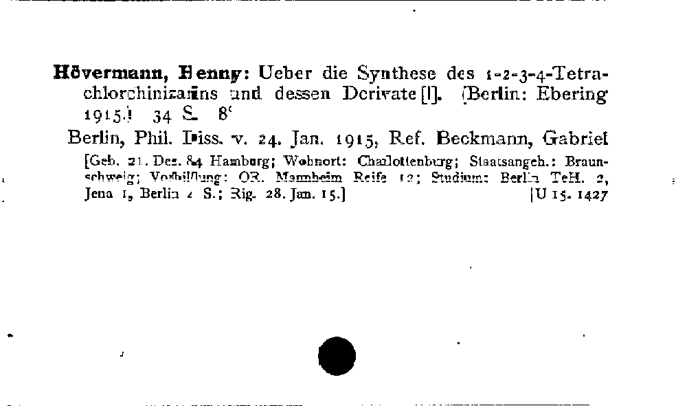 [Katalogkarte Dissertationenkatalog bis 1980]