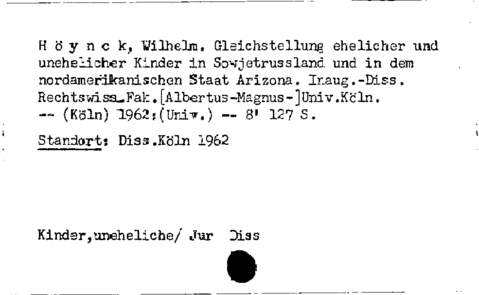 [Katalogkarte Dissertationenkatalog bis 1980]