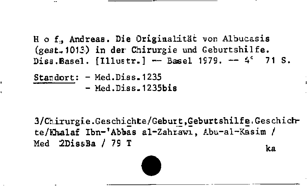 [Katalogkarte Dissertationenkatalog bis 1980]