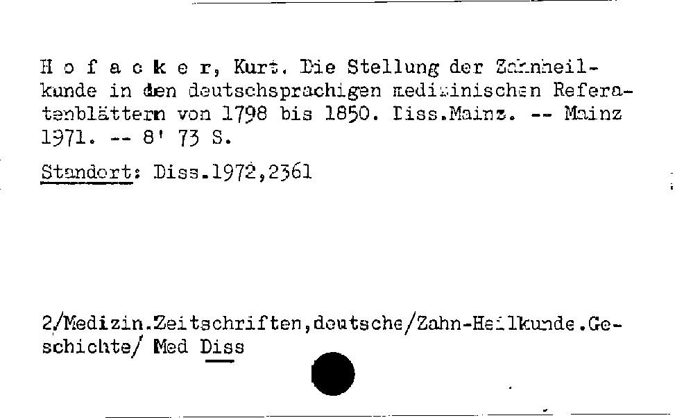 [Katalogkarte Dissertationenkatalog bis 1980]