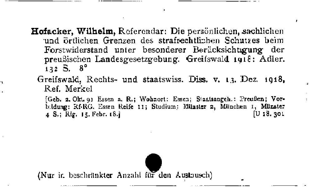 [Katalogkarte Dissertationenkatalog bis 1980]