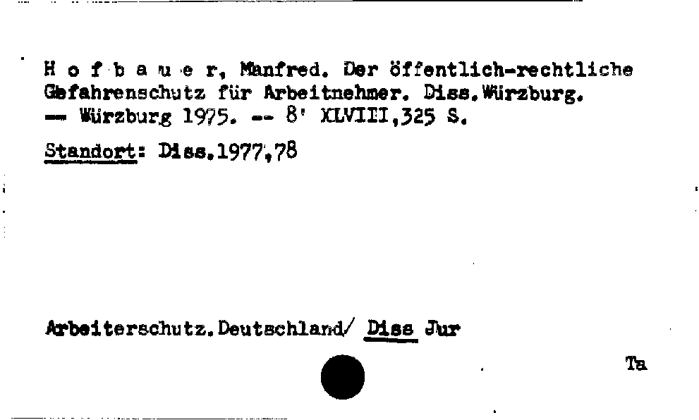 [Katalogkarte Dissertationenkatalog bis 1980]