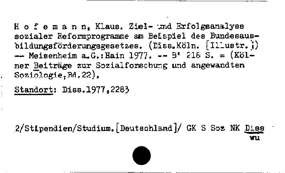 [Katalogkarte Dissertationenkatalog bis 1980]