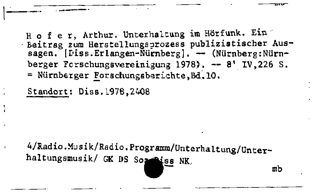 [Katalogkarte Dissertationenkatalog bis 1980]