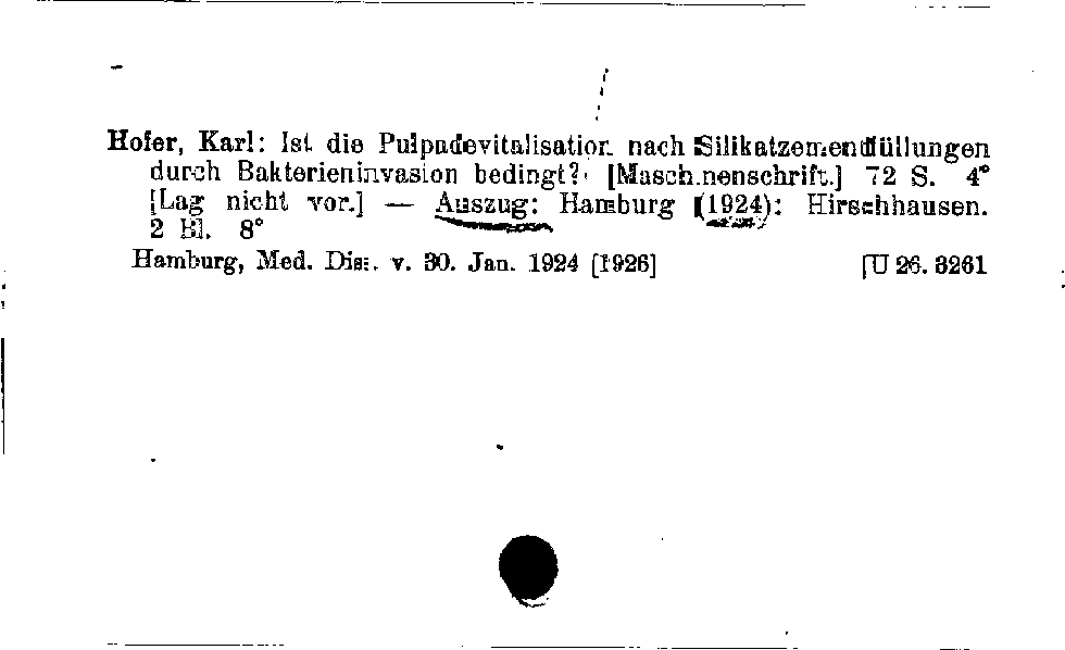 [Katalogkarte Dissertationenkatalog bis 1980]