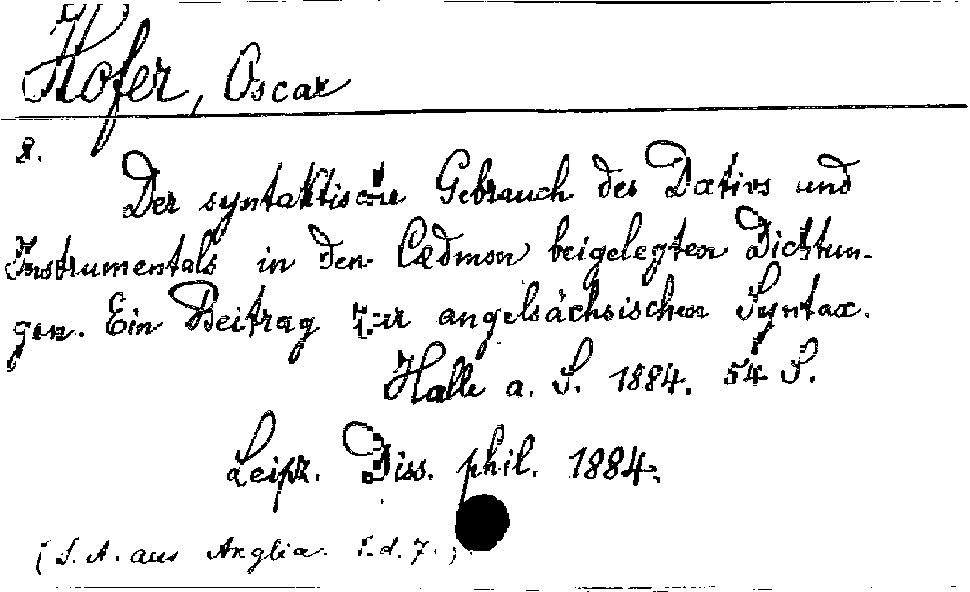 [Katalogkarte Dissertationenkatalog bis 1980]