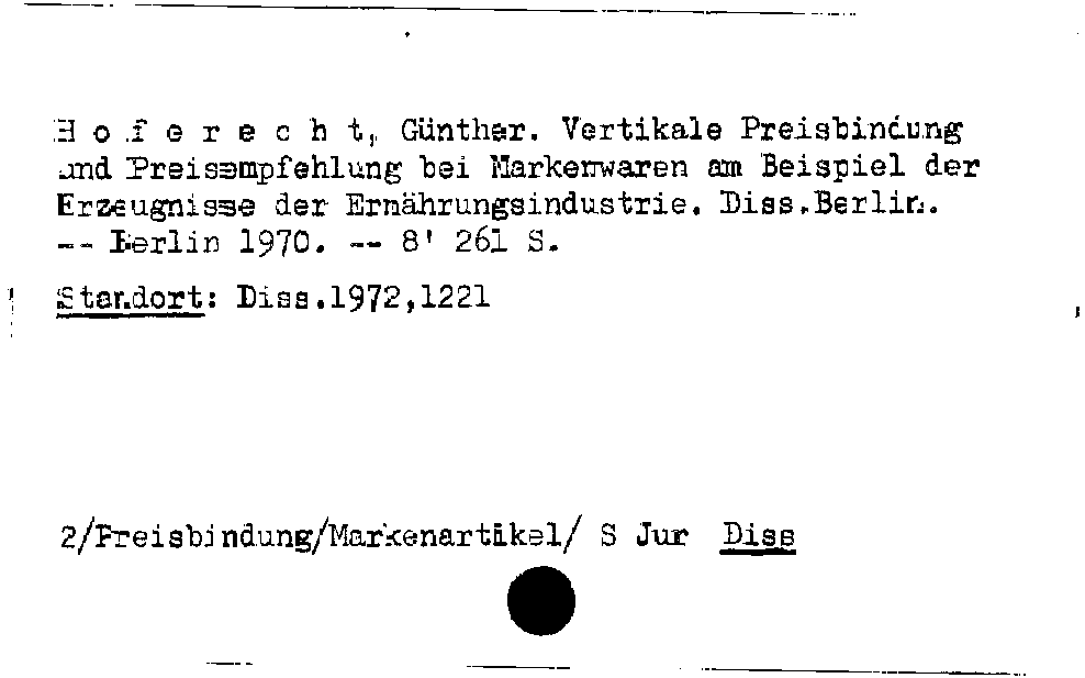 [Katalogkarte Dissertationenkatalog bis 1980]