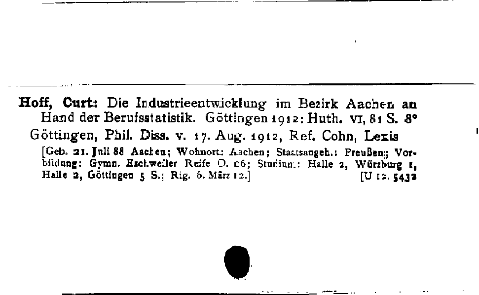 [Katalogkarte Dissertationenkatalog bis 1980]