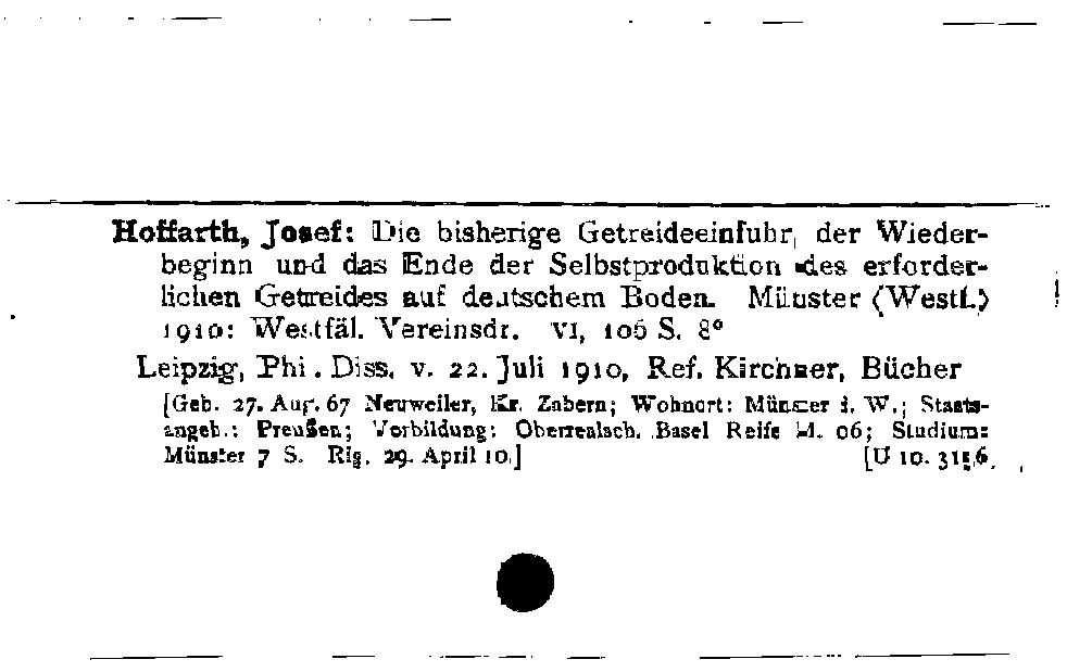 [Katalogkarte Dissertationenkatalog bis 1980]