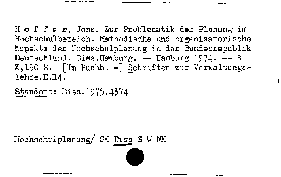 [Katalogkarte Dissertationenkatalog bis 1980]