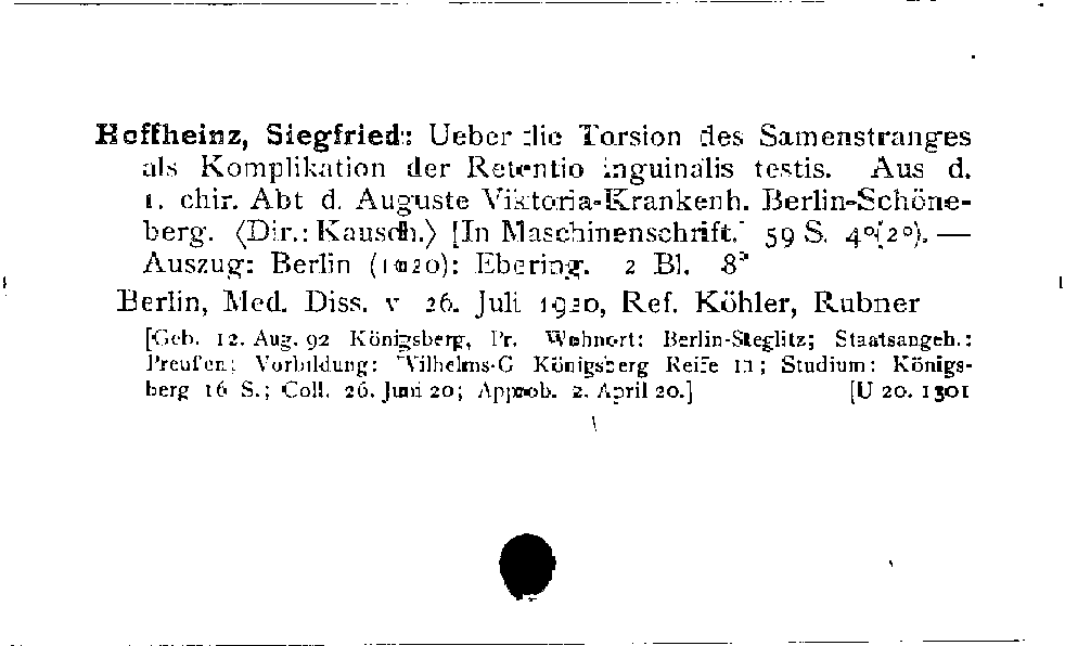 [Katalogkarte Dissertationenkatalog bis 1980]