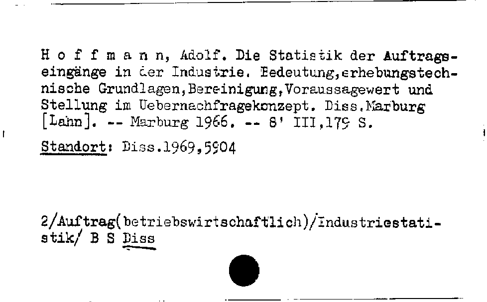 [Katalogkarte Dissertationenkatalog bis 1980]