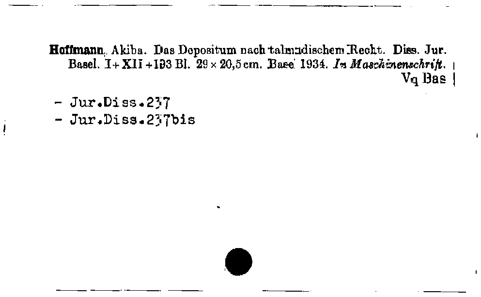 [Katalogkarte Dissertationenkatalog bis 1980]