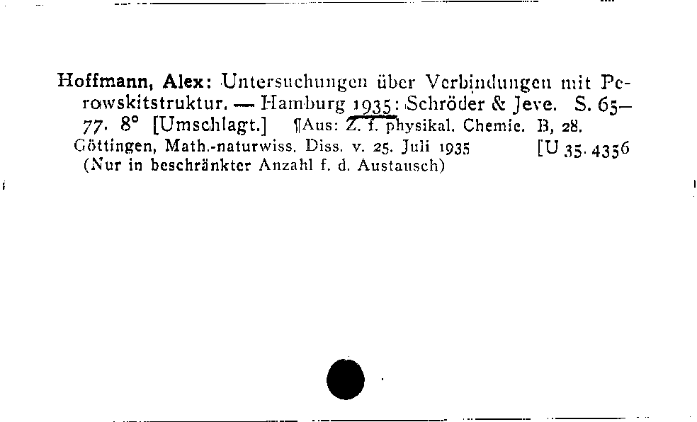 [Katalogkarte Dissertationenkatalog bis 1980]