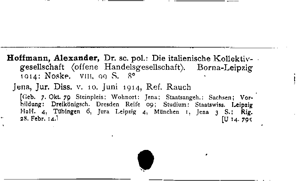 [Katalogkarte Dissertationenkatalog bis 1980]