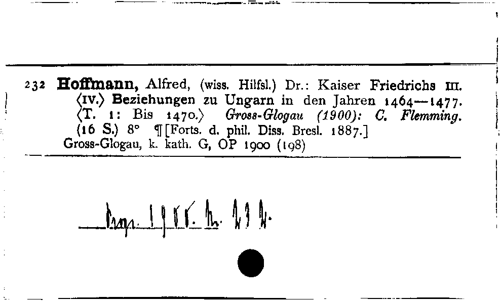 [Katalogkarte Dissertationenkatalog bis 1980]